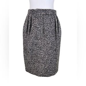 MAX MARA BOUCLE JERSEY TWEED TAILORED MIDI SKIRT IN GRAY